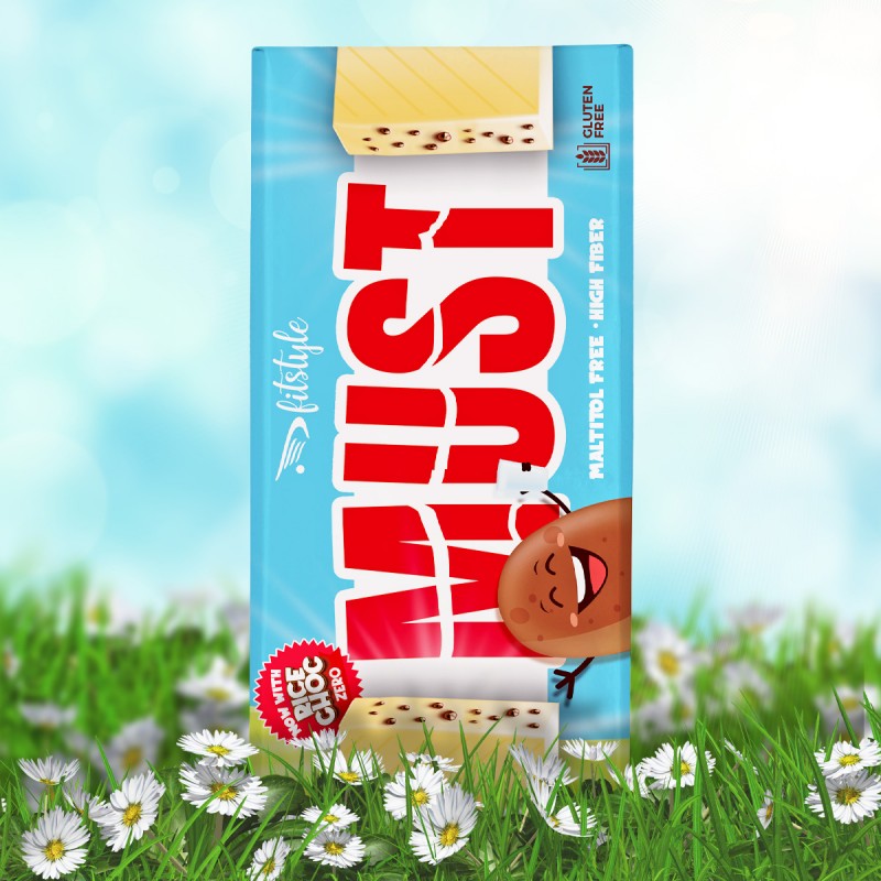 MUST White Chocolate 100g Maltitol FREE FITSTYLE