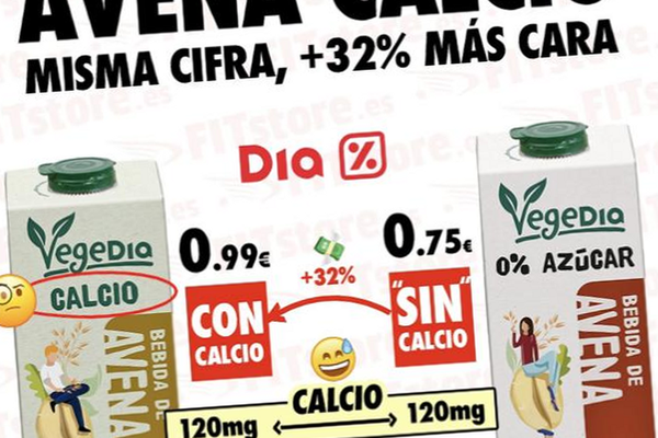 Avena «con calcio»: mismo calcio, más azúcar y un 32% más cara